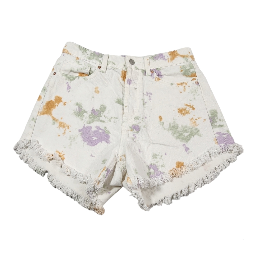 ♥️ WILD FABLE HIGHEST RISE WOMEN'S DENIM SHORTS SIZE 4, PAINT SPLATTER WHITE ♥️